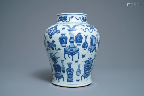 A Chinese blue and white baluster vase with