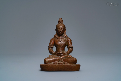 A Chinese bronze figure of Buddha Amithayus, 17/18t…