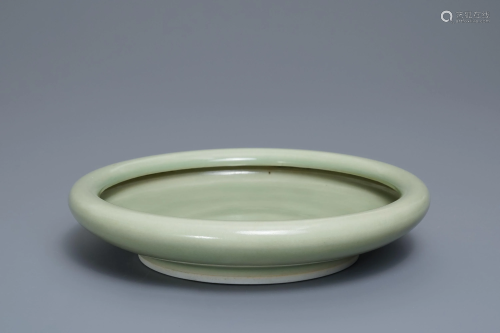 A Chinese celadon-glazed brush washer, Qianlong