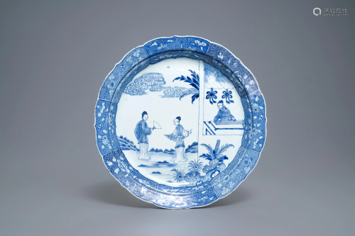 A large Chinese blue and white 'Romance of the …