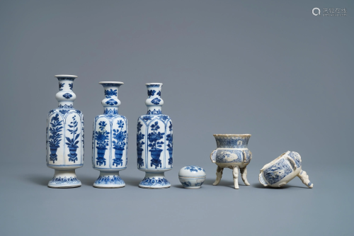 Six Chinese blue and white porcelain wares from the