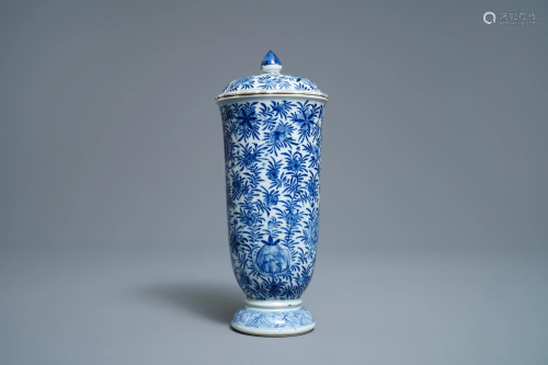 A Chinese blue and white beaker with cover, Ka…