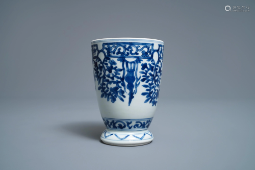 A Chinese blue and white beaker after a Europea…