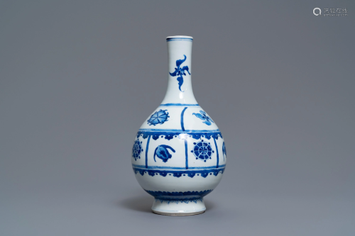 A Chinese blue and white bottle vase, Kangxi