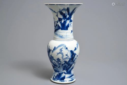 A Chinese blue and white yenyen vase with figur…