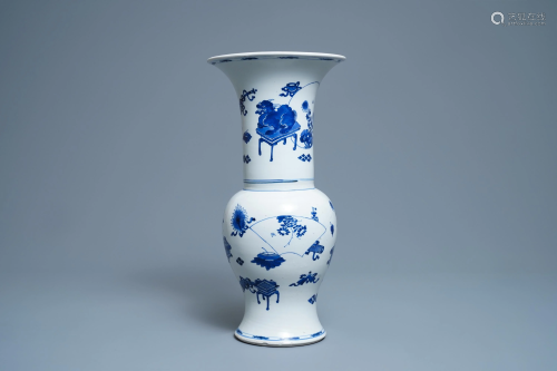 A Chinese blue and white yenyen vase with antiq…