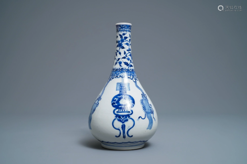 A Chinese blue and white bottle vase, Kangxi