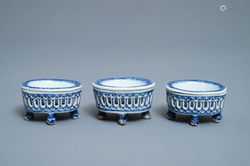 Three Chinese blue and white salts after European
