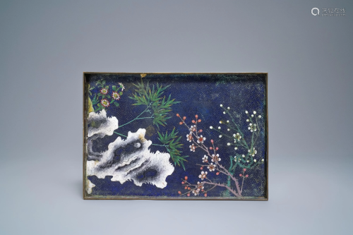 A Chinese rectangular cloisonné tray, Qianlong/Jiaq…
