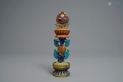 A Chinese cloisonné Buddhist altar ornament, 19th…