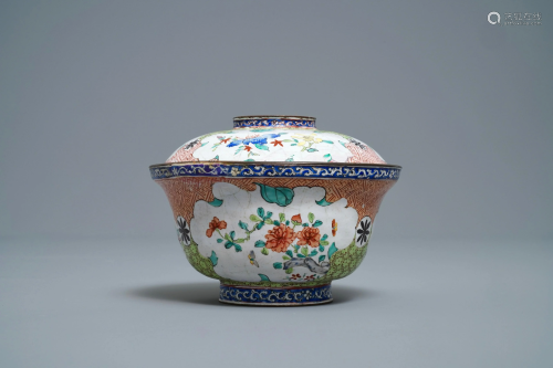 A Chinese Canton enamel covered bowl with flo…