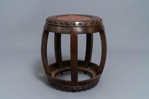 A Chinese carved hardwood stand with rootwo…