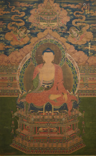 (NO ONLINE BIDDING) Buddha, dated 1454, silk pai…
