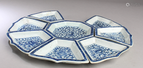 A Group of Eight Antique Chinese Blue & White…