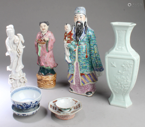 A Group of Six Antique Chinese Porcelain Ornaments