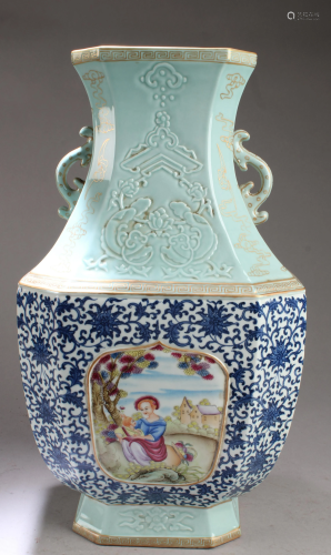 Chinese Porcelain Vase with Twin Handles