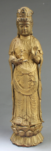 One Cast Iron Bodhisattva Statue