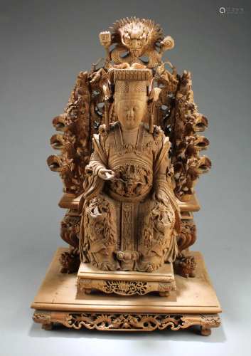 Chinese Carved Wooden Guanyin Statue