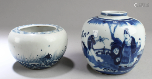 A Group of Two Antique Chinese Blue & White Porcelain
