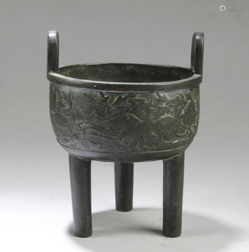 Antique Chinese Bronze Tripod Incense Burner