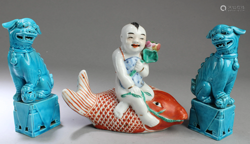 A Group of Three Antique Chinese Porcelain Orn…