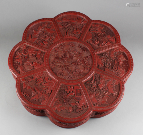 Antique Chinese Cinnabar Lacquered Octagon…