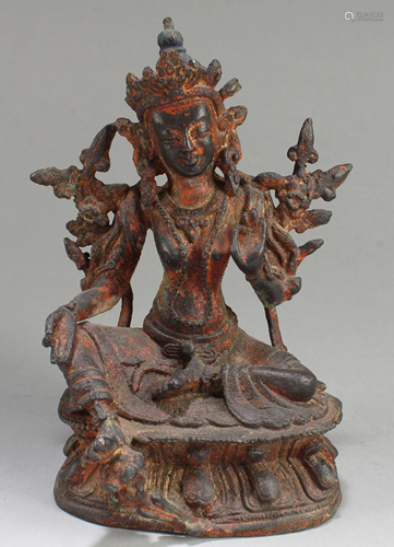 Antique Chinese Bronze Bodhisattva Statue