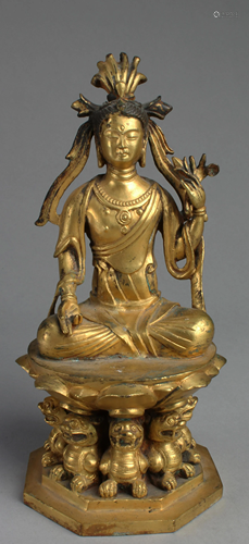 Chinese Gilt Bronze Bodhisattva Statue