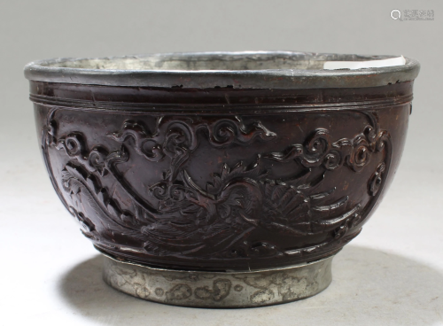 Chinese Antique Coconut Carved Bowl