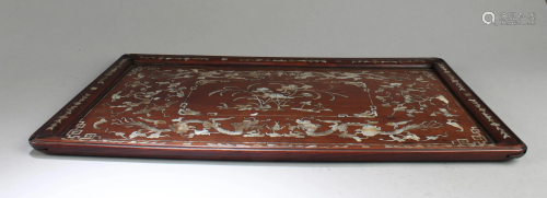 Antique Chinese Rosewood Tray with Mother P…
