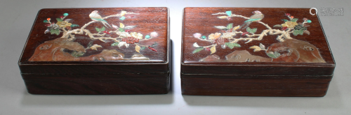 Two Chinese Hardwood Rectangular Box