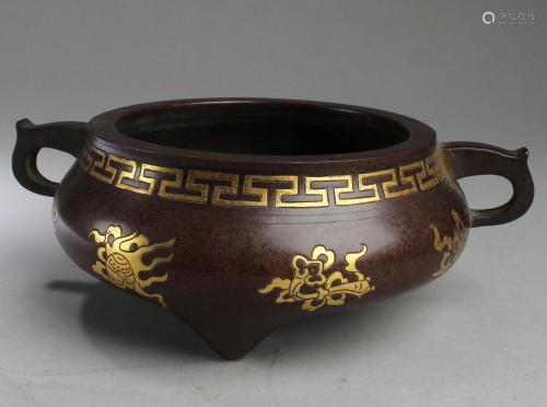 A Bronze Censer With Twin Handles