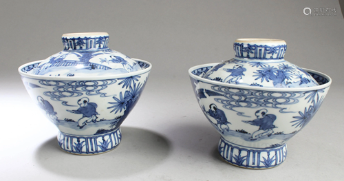 A Group of Two Antique Chinese Blue & White Porcelain