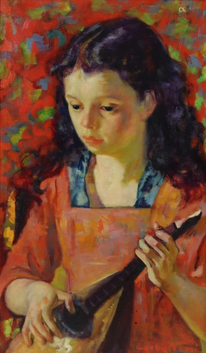 Luigi Corbellini. Signed oil On Canvas Young Girl.