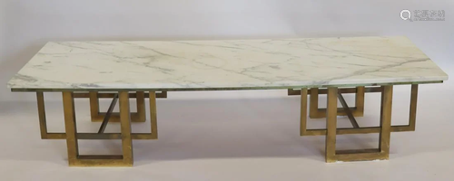 Midcentury Marble Top Coffee Table with Metal Feet