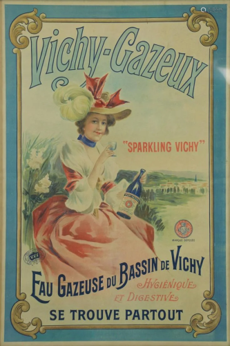 VICHY GAZEUX VINTAGE LITHOGRAPHIC POS…