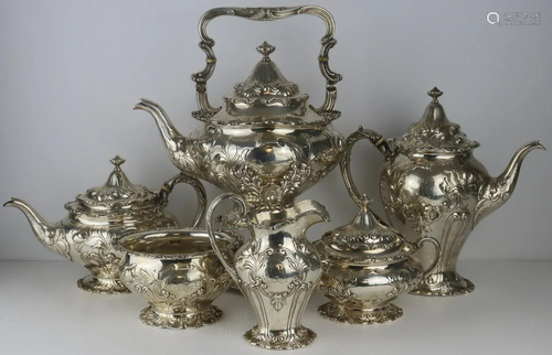 STERLING. 6 Pc. Gorham Sterling Tea Service.