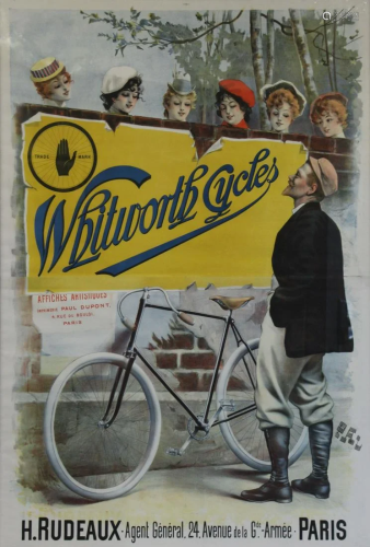WHITWORTH BICYCLES VINTAGE LITHOGRAPHIC POS…
