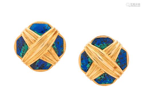 DAVID WEBB, AZURMALACHITE EARCLIPS