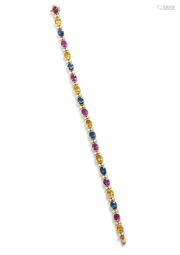 MULTICOLOR SAPPHIRE AND DIAMOND BRACELET