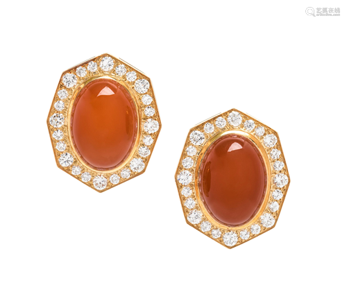 DAVID WEBB, CARNELIAN AND DIAMOND …