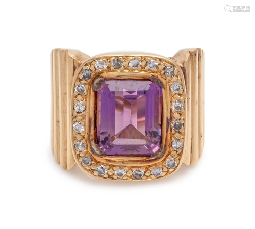 AMETHYST AND DIAMOND RING