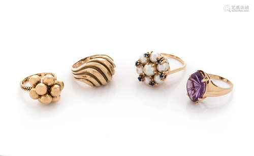 COLLECTION OF YELLOW GOLD RINGS