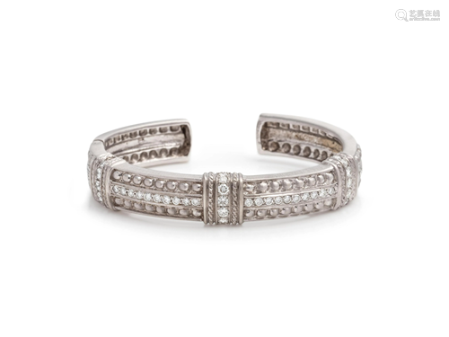 WHITE GOLD AND DIAMOND CUFF BRACELET