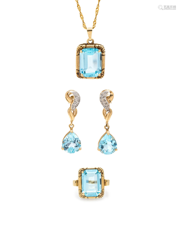 COLLECTION OF BLUE TOPAZ JEWELRY