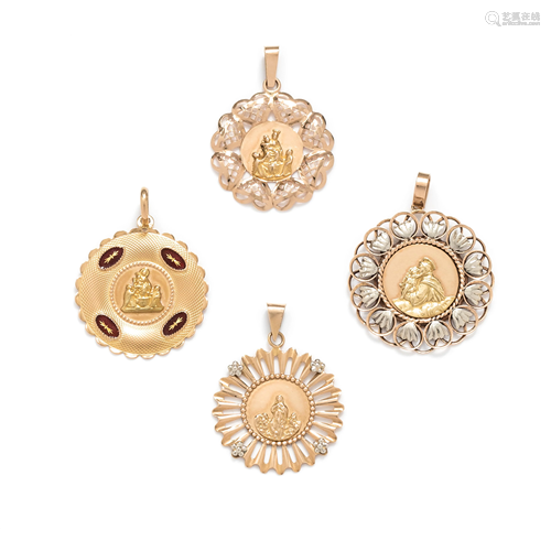 COLLECTION OF YELLOW GOLD RELIGIOUS PE…