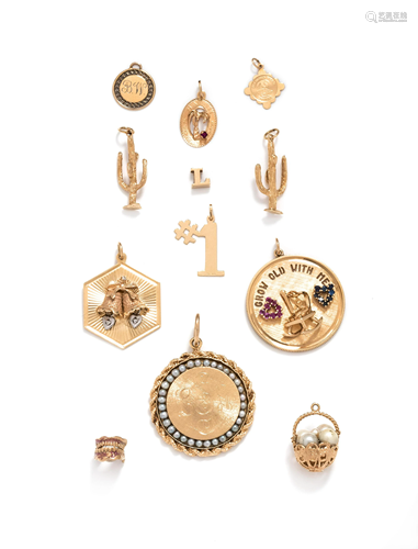 COLLECTION OF YELLOW GOLD CHARMS