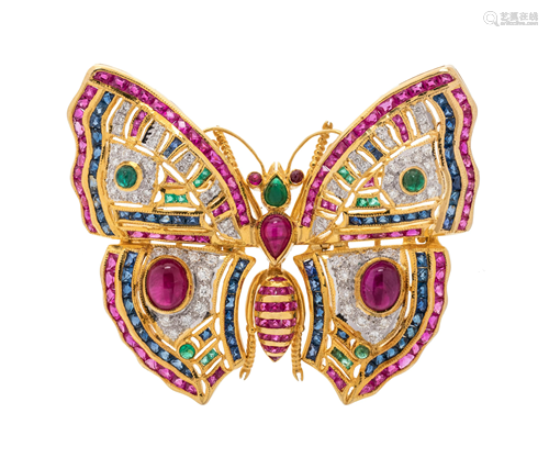 MULTIGEM BUTTERFLY BROOCH