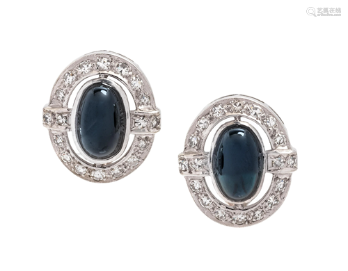 SAPPHIRE AND DIAMOND EARCLIPS