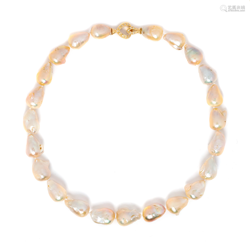 CULTURED BAROQUE PEARL AND DIAMOND NECKL…